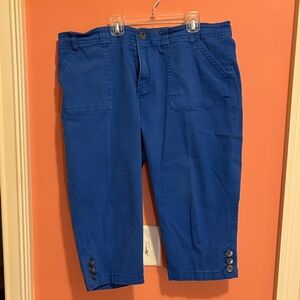 CJ Banks Blue Capris with Button Detail